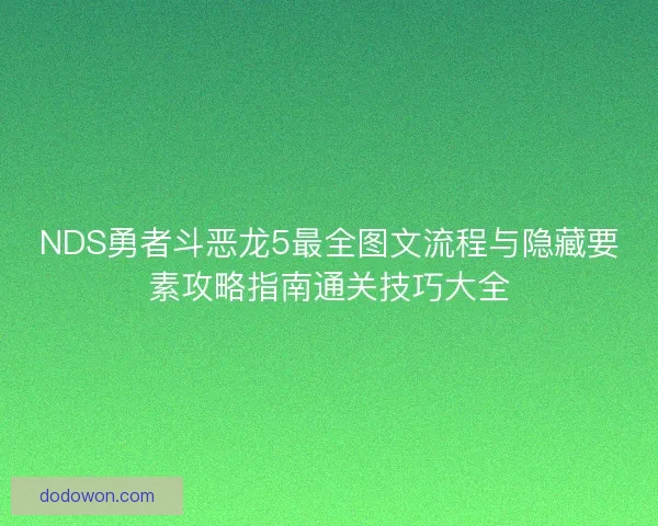 NDS勇者斗恶龙5最全图文流程与隐藏要素攻略指南通关技巧大全